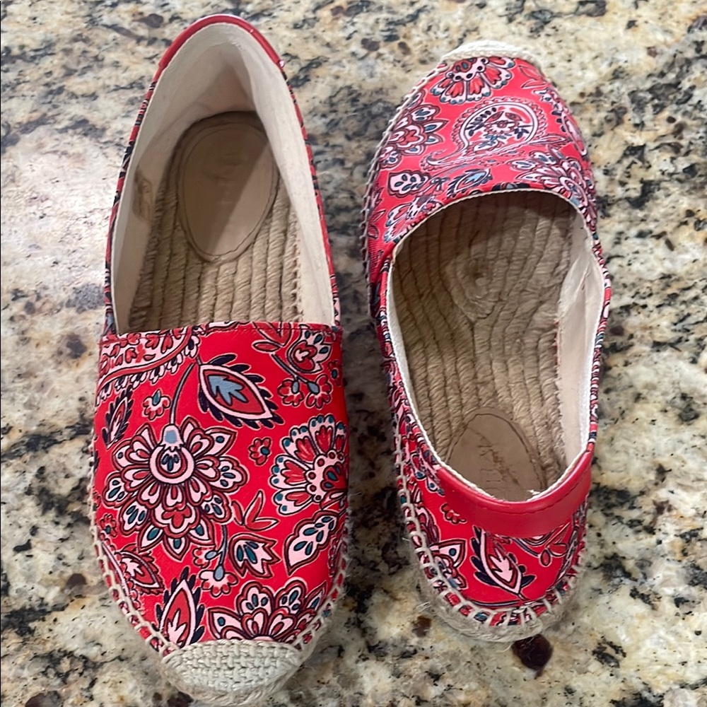 Boden Red Espadrilles with Paisley Pattern